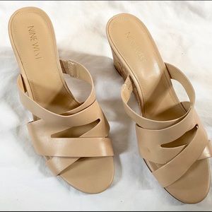 Nine West Nude Wedge Sandal Slides Size 8